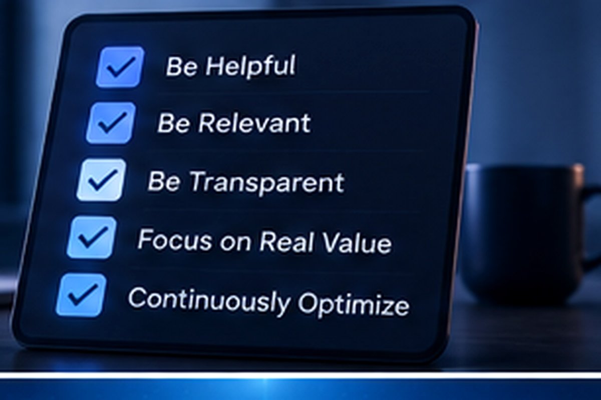 A checklist reading be helpful, be relevant, be transparent, focus on real value